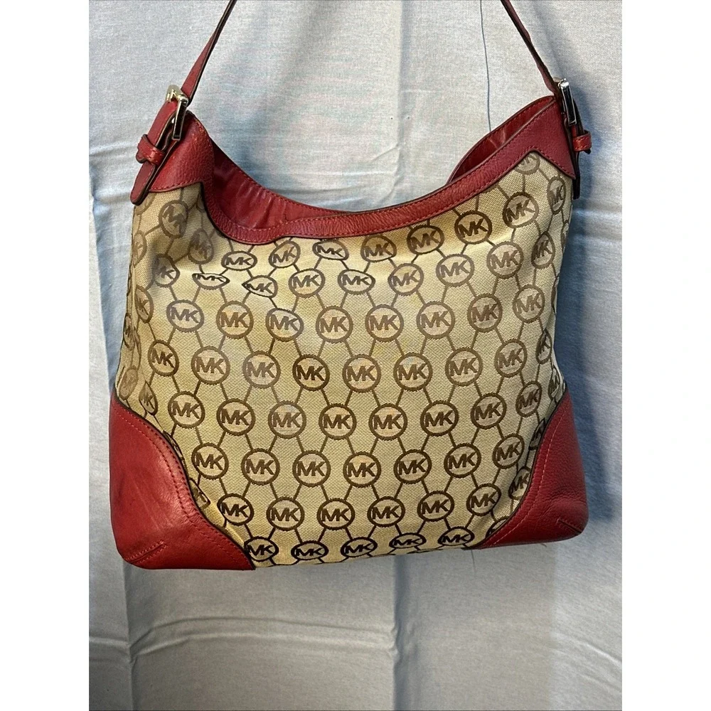 Michael Kors Signature Hobo Tab Brown‎ Shoulder Bag Purse Satchel Handbag